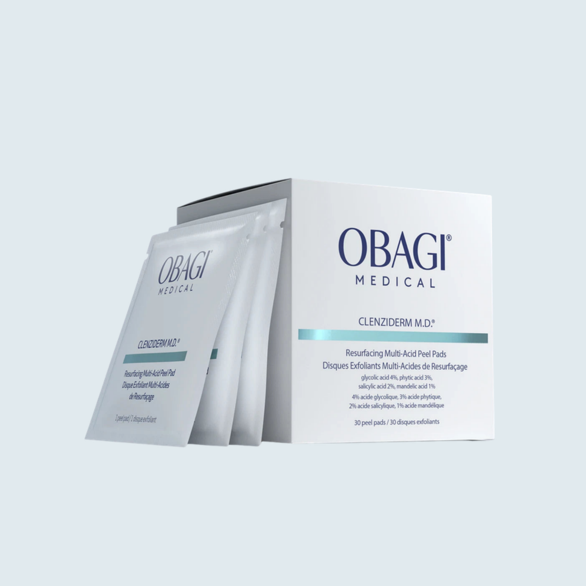 Obagi CLENZIderm Resurfacing Multi-Acid Peel Pads 30 pads carton with sachets