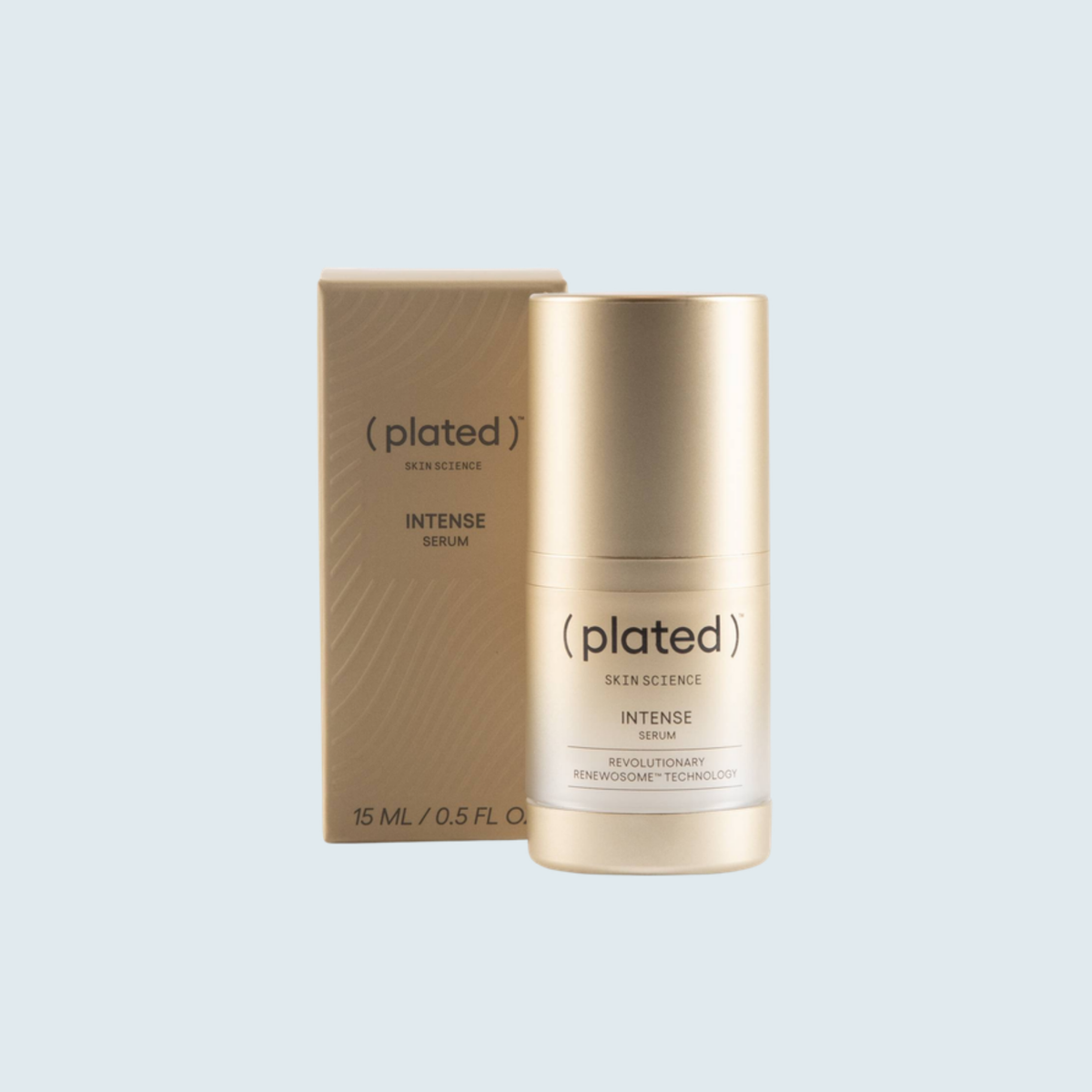 Plated Skin Science INTENSE Serum 15 mL pump bottle and carton